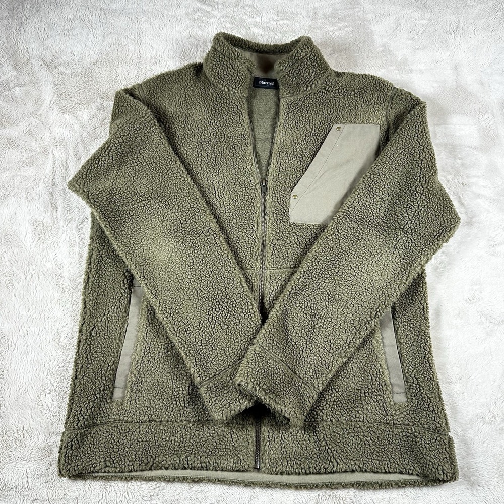 Marmot Men's  Larson Full-Zip Sherpa Fleece Jacket Olive Size XL